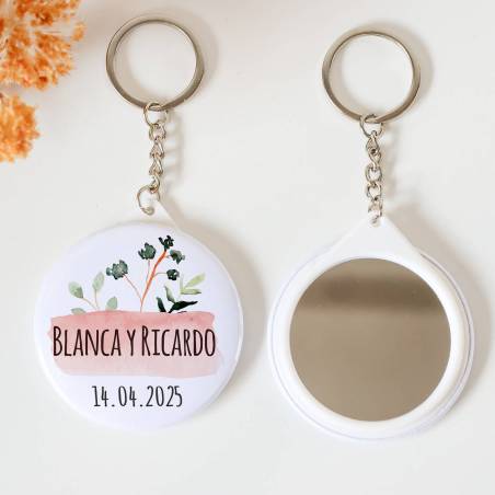 Llavero con espejo personalizado "Prado" Detalles boda - Llaveros Espejos Personalizados Boda