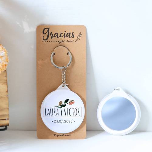 Llavero con espejo personalizado "Ocaso" Detalles boda - Llaveros Espejos Personalizados Boda
