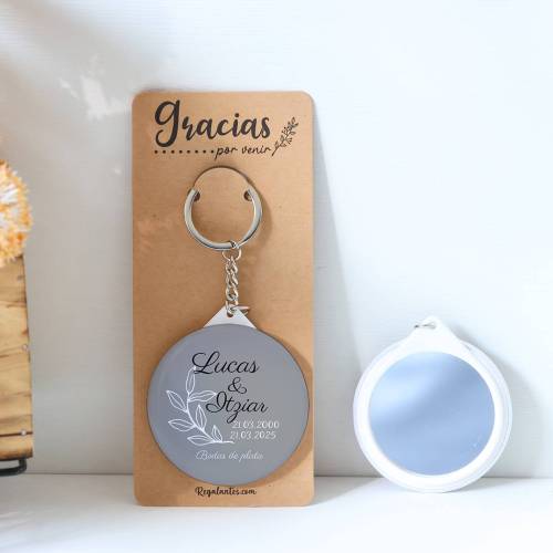 Llavero con espejo personalizado "Bodas de plata" Detalles boda - Llaveros Espejos Personalizados Boda