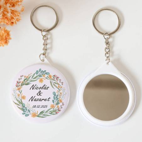 Llavero con espejo personalizado "Colorines" Detalles boda - Llaveros Espejos Personalizados Boda