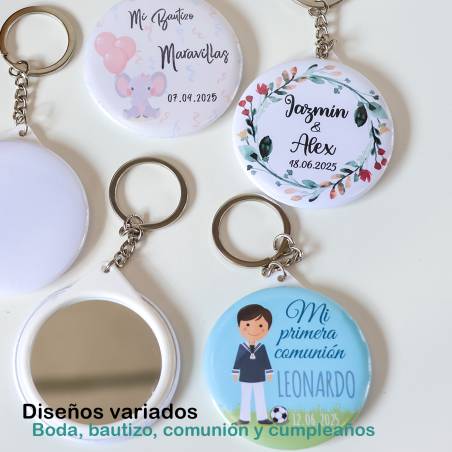 Llavero con espejo personalizado "Marcos" Detalles comunión - Llaveros Espejos Personalizados Comunión