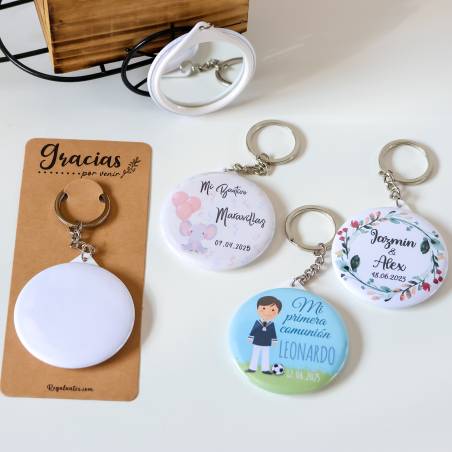 Llavero con espejo personalizado "Marcos" Detalles comunión - Llaveros Espejos Personalizados Comunión