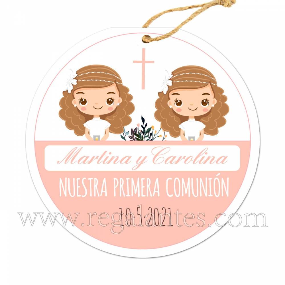Etiqueta Comunión Personalizada Niñas Gemelas - Pegatinas Y Etiquetas Personalizadas Comunión