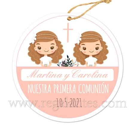 Etiqueta Comunión Personalizada Niñas Gemelas - Pegatinas Y Etiquetas Personalizadas Comunión
