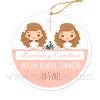 Etiqueta Comunión Personalizada Niñas Gemelas - Pegatinas Y Etiquetas Personalizadas Comunión