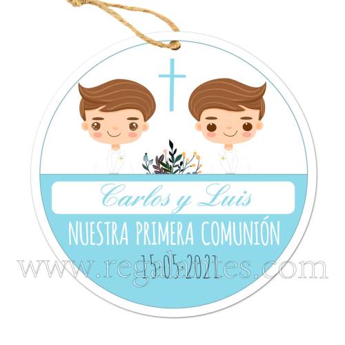 Etiqueta Comunión Personalizada Niños Gemelos - Pegatinas Y Etiquetas Personalizadas Comunión