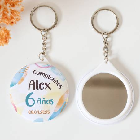Llavero con espejo personalizado "Colores" Detalles cumpleaños - Regalos personalizables cumpleaños
