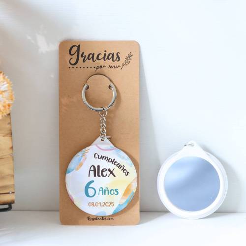 Llavero con espejo personalizado "Colores" Detalles cumpleaños - Regalos personalizables cumpleaños