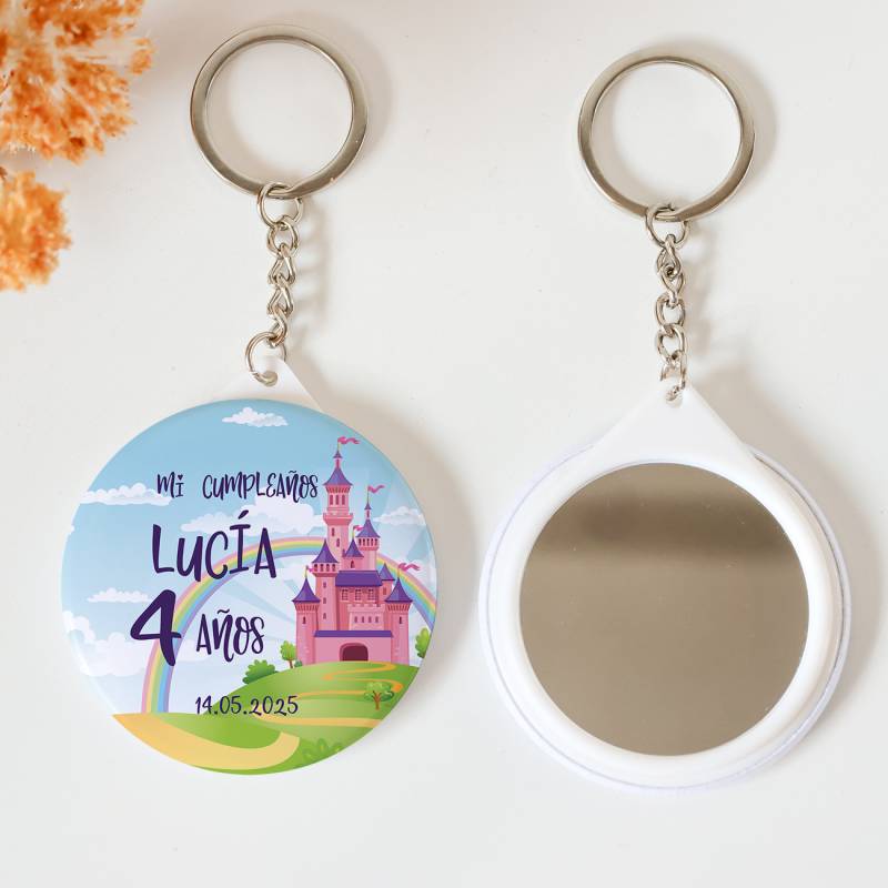 Llavero con espejo personalizado "Princesas" Detalles cumpleaños - Regalos personalizables cumpleaños