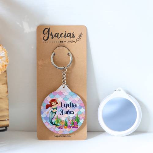 Llavero con espejo personalizado "Sirenas" Detalles cumpleaños - Regalos personalizables cumpleaños