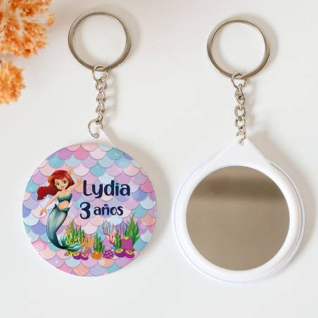 Llavero con espejo personalizado "Sirenas" Detalles cumpleaños - Regalos personalizables cumpleaños