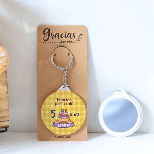 Llavero con espejo personalizado "Tarta" Detalles cumpleaños - Regalos personalizables cumpleaños
