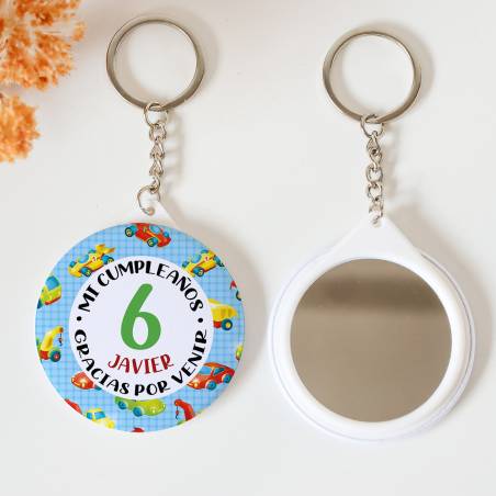 Llavero con espejo personalizado "Transportes" Detalles cumpleaños - Regalos personalizables cumpleaños