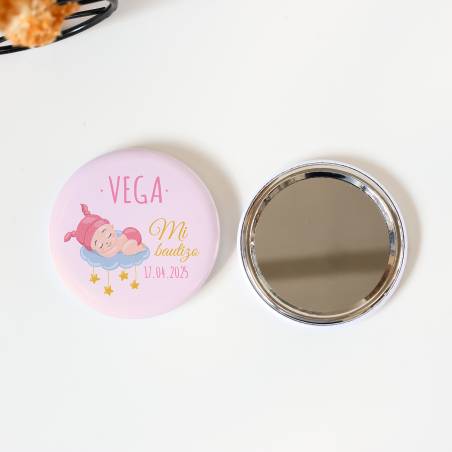 Espejo personalizado chapa "Alicia" Detalles bautizo - Chapas Espejos Personalizados Bautizo