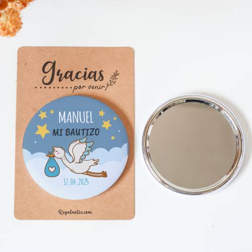 Espejo personalizado bautizo chapa "Marcelo" detalles bautizo - Chapas Espejos Personalizados Bautizo
