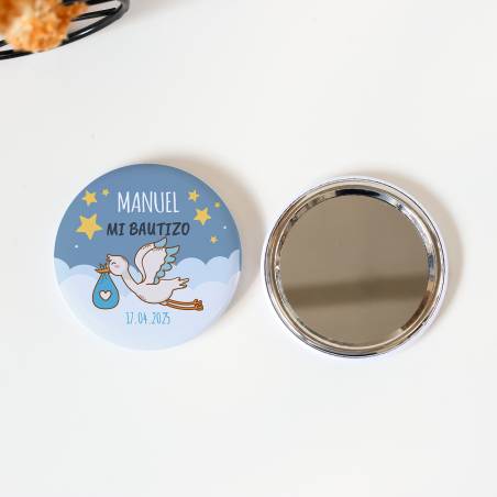 Espejo personalizado bautizo chapa "Marcelo" detalles bautizo - Chapas Espejos Personalizados Bautizo