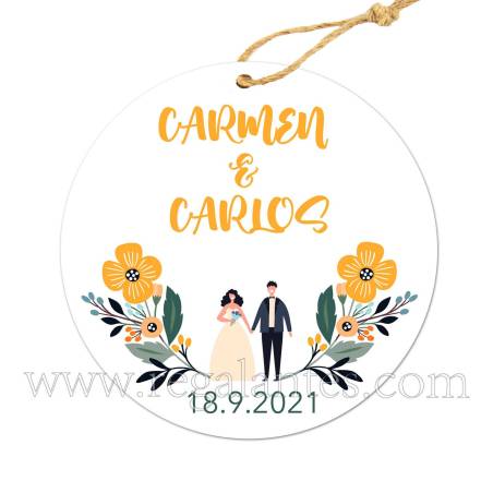 Etiqueta Boda Personalizada Girasol - Pegatinas Y Etiquetas Personalizadas boda