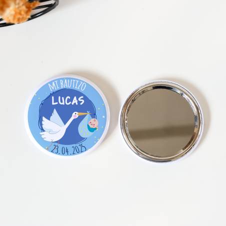 Espejo personalizado chapa "Raúl" Detalles bautizo - Chapas Espejos Personalizados Bautizo