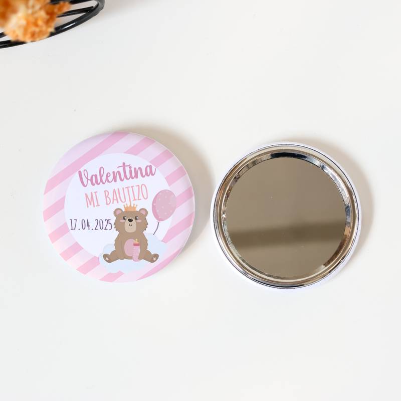 Espejo personalizado chapa "Valentina" Detalles bautizo - Chapas Espejos Personalizados Bautizo
