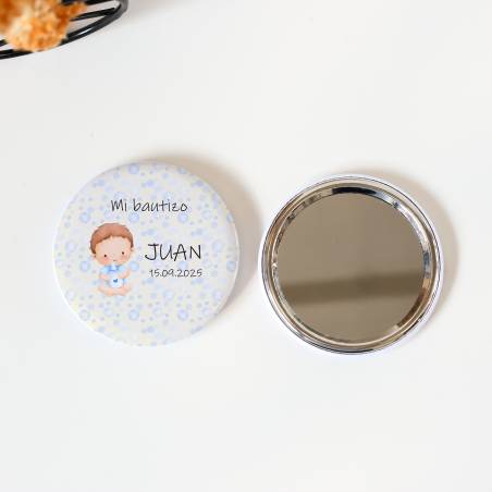Espejo personalizado chapa "Bebé niño" Detalles bautizo - Chapas Espejos Personalizados Bautizo