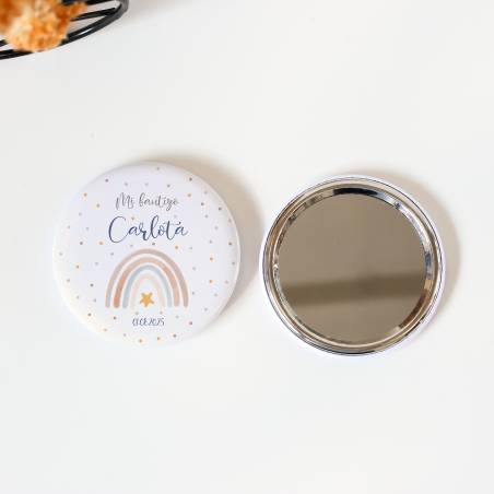 Espejo personalizado chapa "Arcoíris" Detalles bautizo - Chapas Espejos Personalizados Bautizo