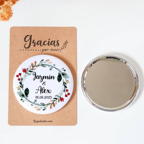 Espejo personalizado chapa "Ágape" Detalles boda - Chapas Espejos Personalizados Boda