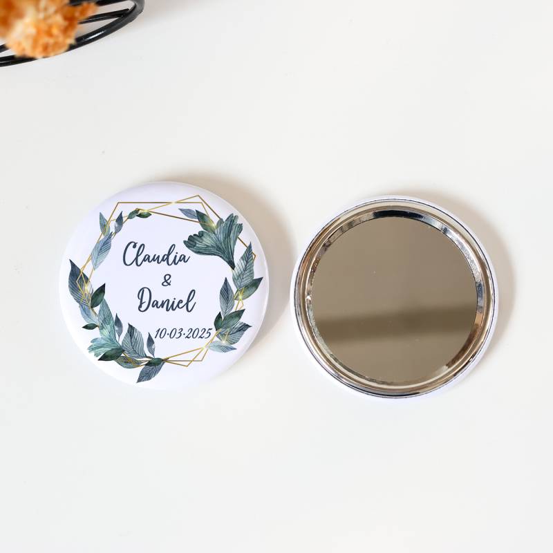 Espejo personalizado chapa "Diana" Detalles boda - Chapas Espejos Personalizados Boda