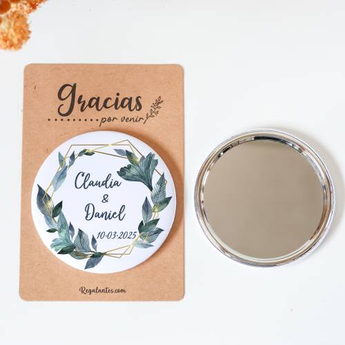 Espejo personalizado chapa "Diana" Detalles boda - Chapas Espejos Personalizados Boda