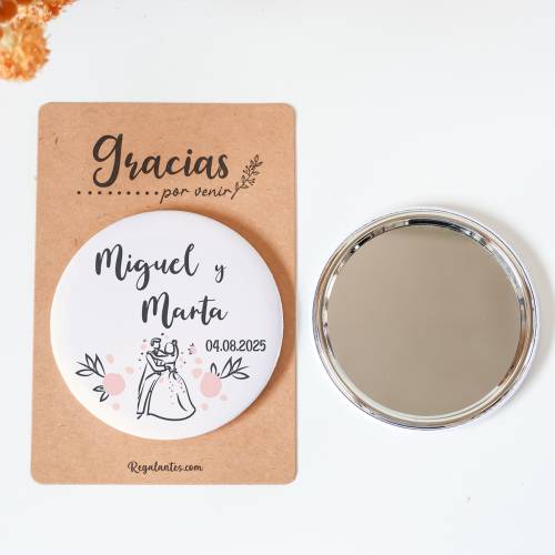 Espejo personalizado chapa "Juntos" Detalles boda - Chapas Espejos Personalizados Boda