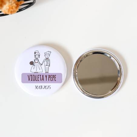 Espejo personalizado chapa "Kilig" Detalles boda - Chapas Espejos Personalizados Boda