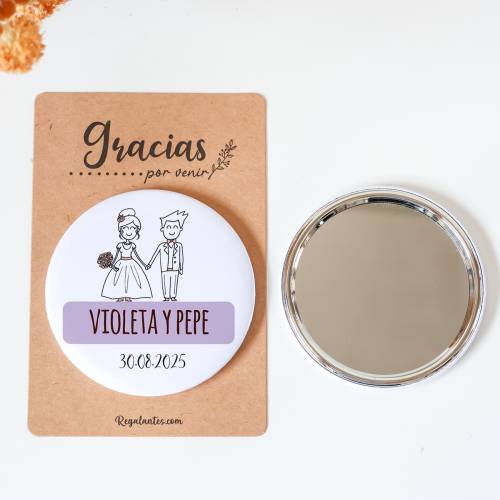 Espejo personalizado chapa "Kilig" Detalles boda - Chapas Espejos Personalizados Boda
