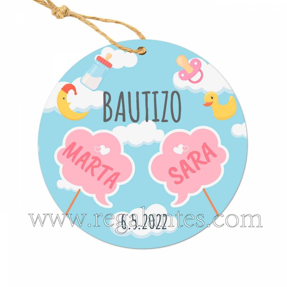 Etiquetas Bautizo Personalizada Gemelas - Pegatinas Y Etiquetas Personalizadas boda