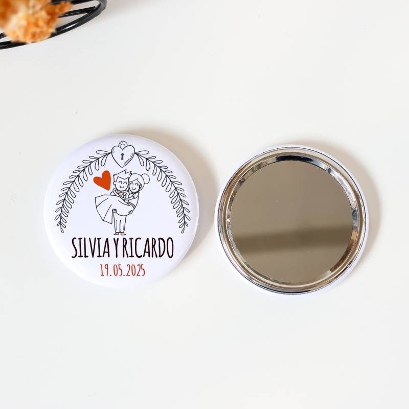Espejo personalizado chapa "Mañana" Detalles boda - Chapas Espejos Personalizados Boda