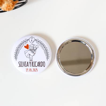 Espejo personalizado chapa "Mañana" Detalles boda - Chapas Espejos Personalizados Boda
