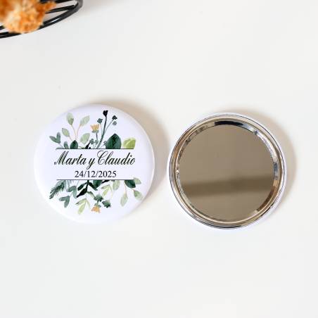Espejo personalizado chapa "Nature" Detalles boda - Chapas Espejos Personalizados Boda