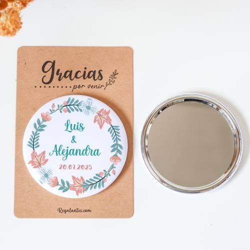 Espejo personalizado chapa "Summer" Detalles boda - Chapas Espejos Personalizados Boda