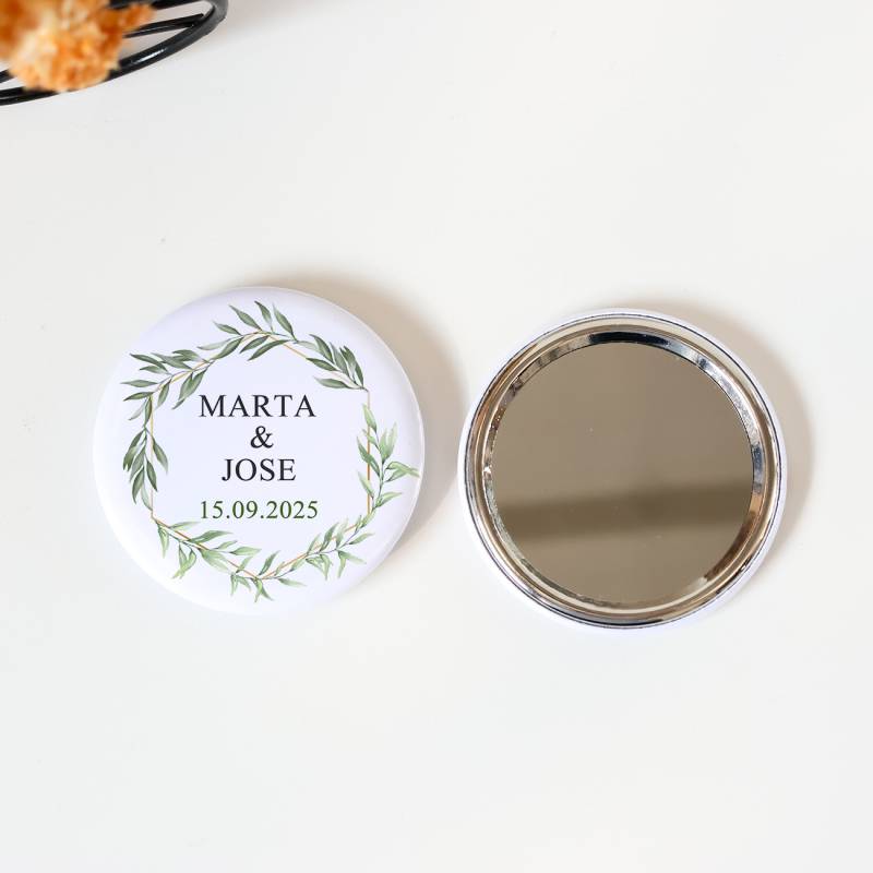 Espejo personalizado chapa "Sun" detalles boda - Chapas Espejos Personalizados Boda