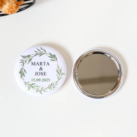Espejo personalizado chapa "Sun" detalles boda - Chapas Espejos Personalizados Boda