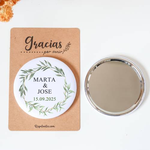 Espejo personalizado chapa "Sun" detalles boda - Chapas Espejos Personalizados Boda