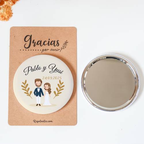Espejo personalizado chapa "Trigo" Detalles boda - Chapas Espejos Personalizados Boda