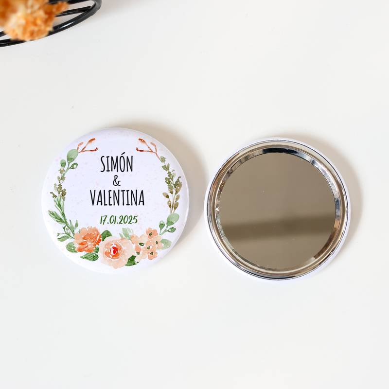 Espejo personalizado chapa"Macedonia" Detalles boda - Chapas Espejos Personalizados Boda