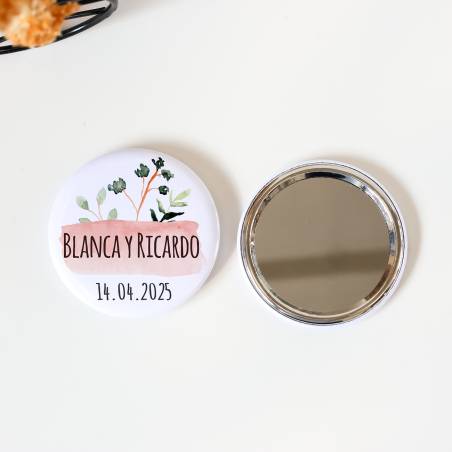 Espejo personalizado chapa "Prado" Detalles boda - Chapas Espejos Personalizados Boda