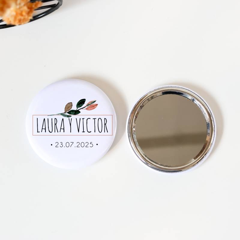 Espejo personalizado chapa "Ocaso" Detalles boda - Chapas Espejos Personalizados Boda