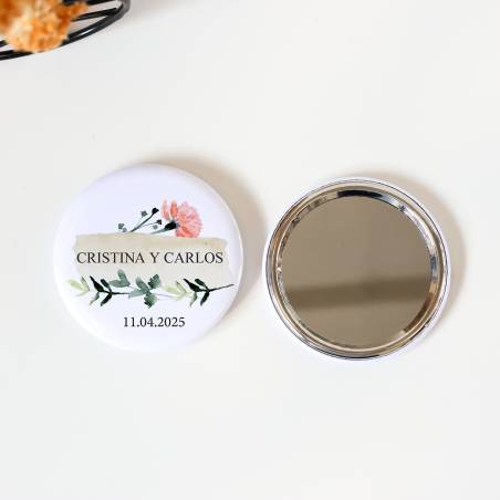 Espejo personalizado chapa "Luna" Detalles boda - Chapas Espejos Personalizados Boda