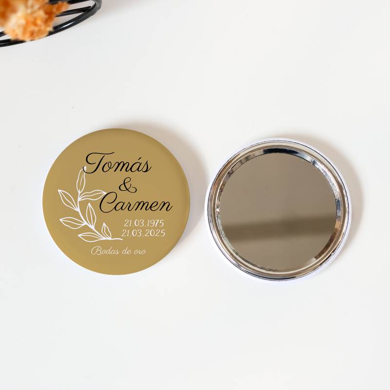 Espejo personalizado chapa "Bodas de oro" Detalles boda - Chapas Espejos Personalizados Boda