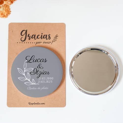 Espejo personalizado chapa "Bodas de plata" Detalles boda - Chapas Espejos Personalizados Boda