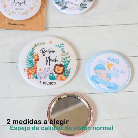 Espejo personalizado chapa "Claudia" Detalles comunión - Chapas Espejos Personalizados Comunión