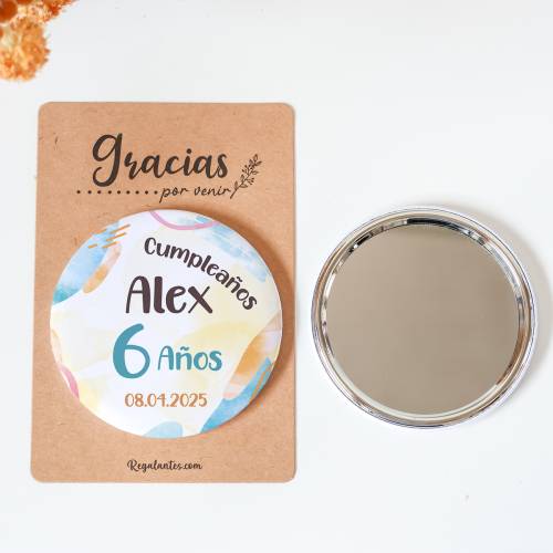 Espejo personalizado chapa "Colores" Detalles cumpleaños - Regalos personalizables cumpleaños
