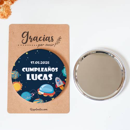 Espejo personalizado chapa "Espacio" Detalles cumpleaños - Regalos personalizables cumpleaños
