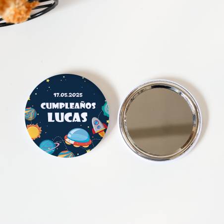 Espejo personalizado chapa "Espacio" Detalles cumpleaños - Regalos personalizables cumpleaños